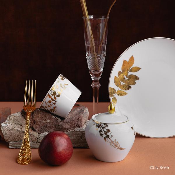 ☆タイムセール☆ Bernardaud Gouttes d'or ゴールド皿 Set of 4 assorted salad plates 8.5'' Végétal Or | Bernardaud Porcelain