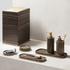 GioBagnara Positano bathroom accessories, brass & Eramosa Brown