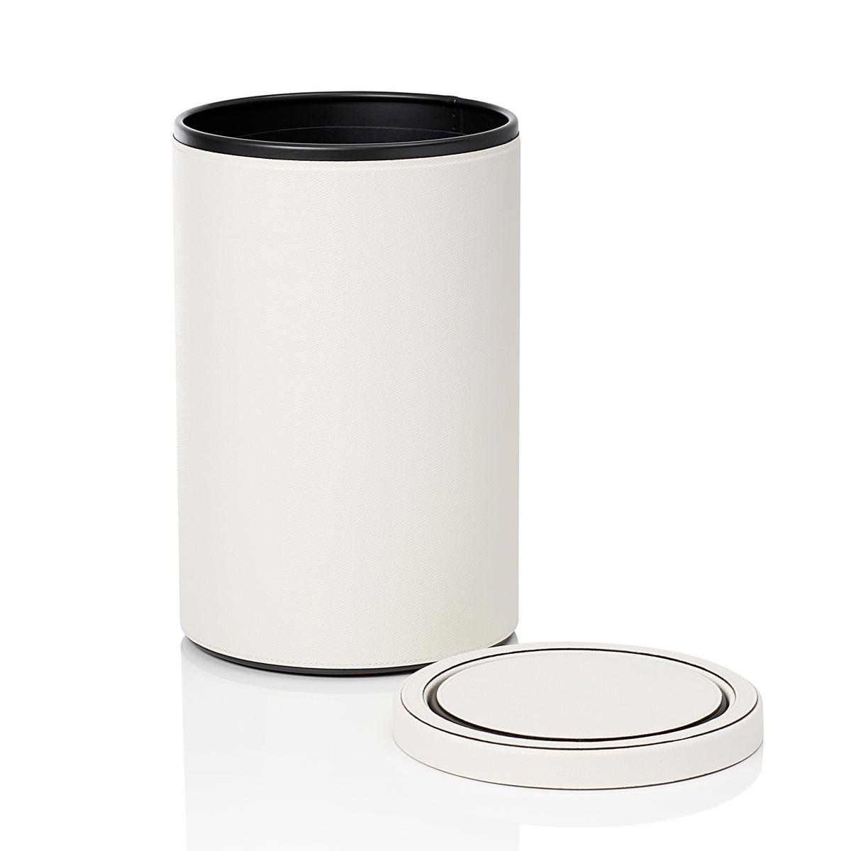 GioBagnara Swing leather waste paper basket, off white artedona.