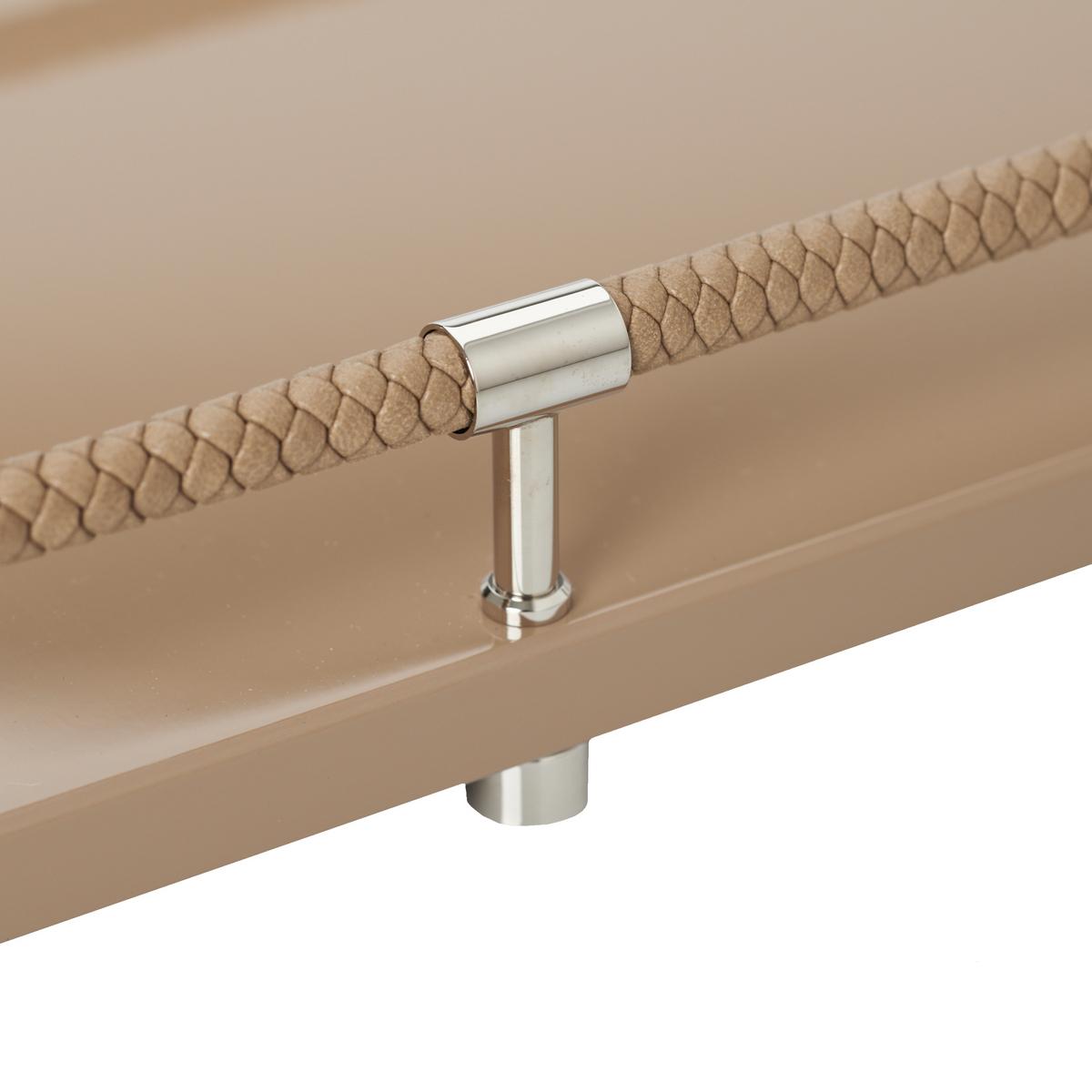 Riviere Vanity decorative tray with leather handles, taupe