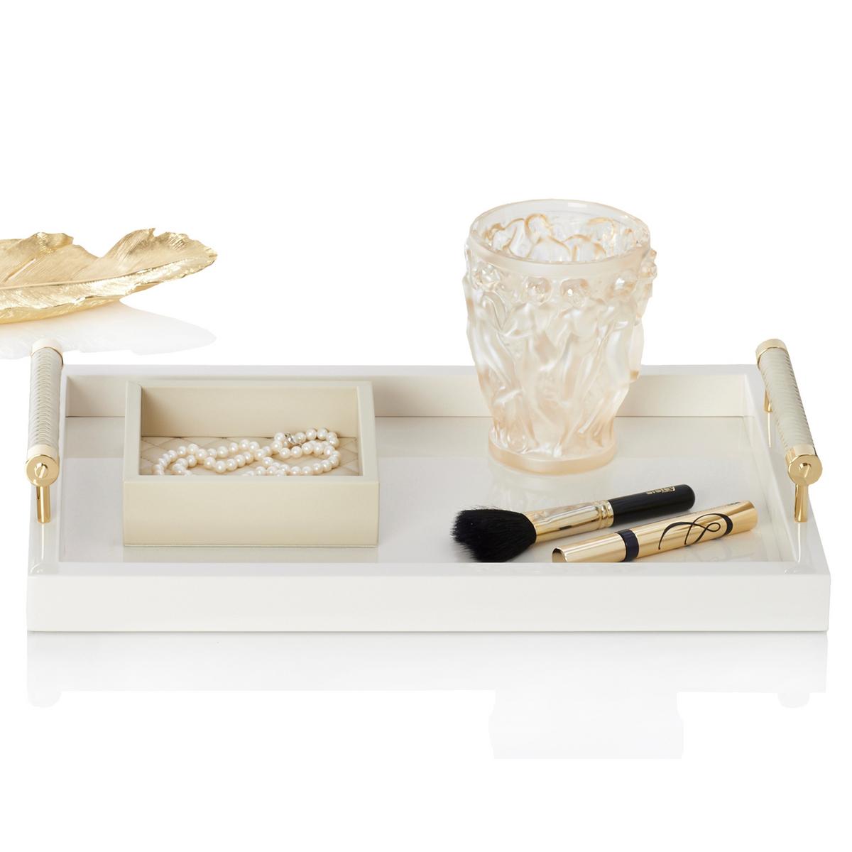 Riviere Lacquered trays with gold/leather handles artedona.