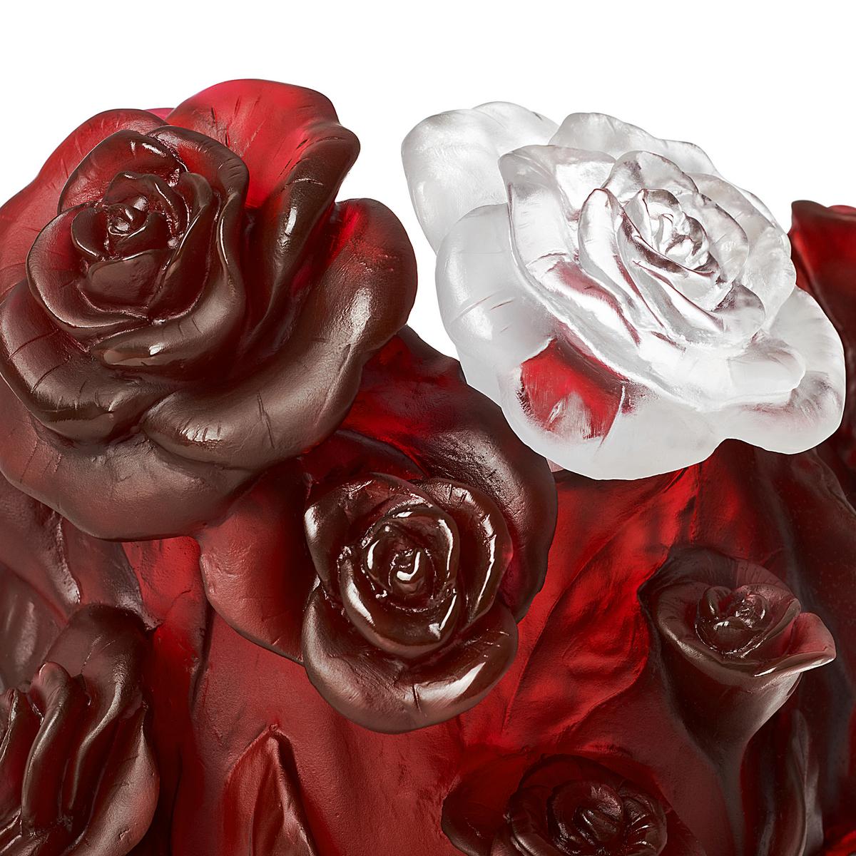 Daum Rose Passion vase, h 35 cm, red with white flower artedona.