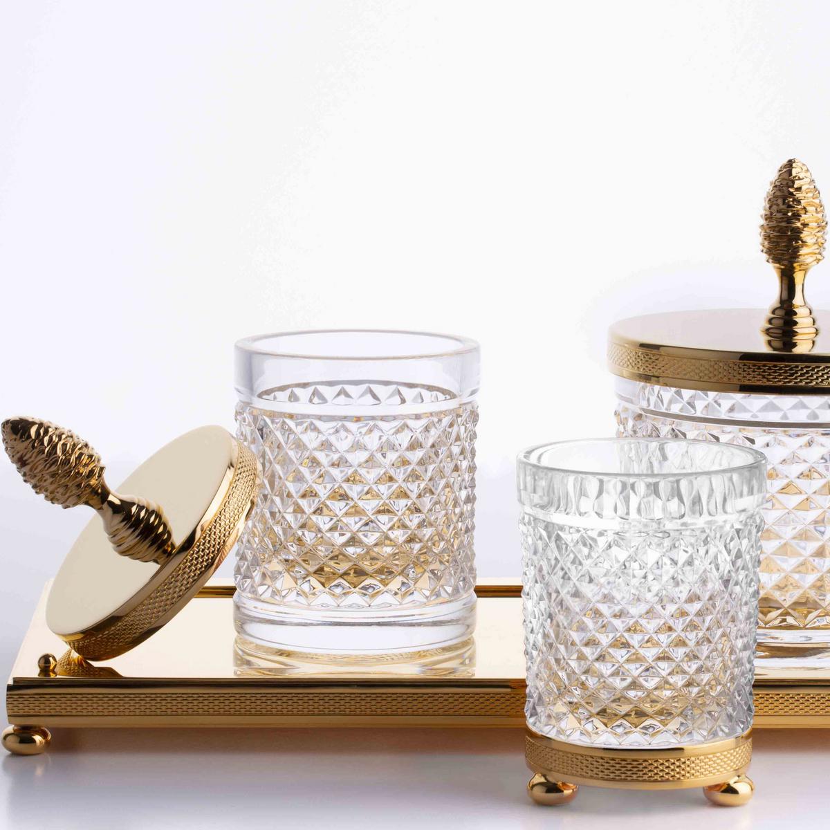 Cristal et Bronze Cristal Diamant Ciselé bathroom accessories, gold