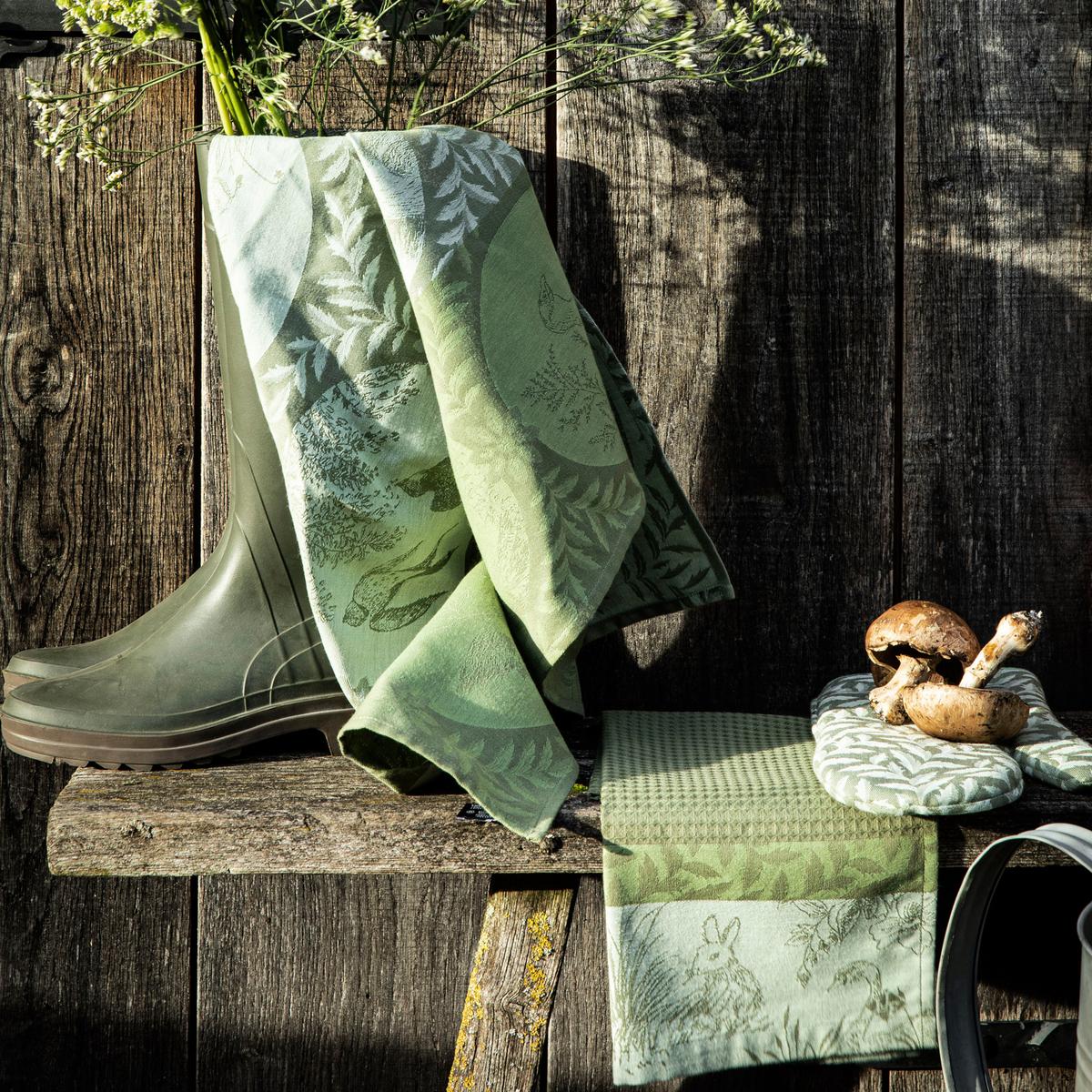 Jacquard Francais Tea Towel Moutarde En Fleur Green main image 0