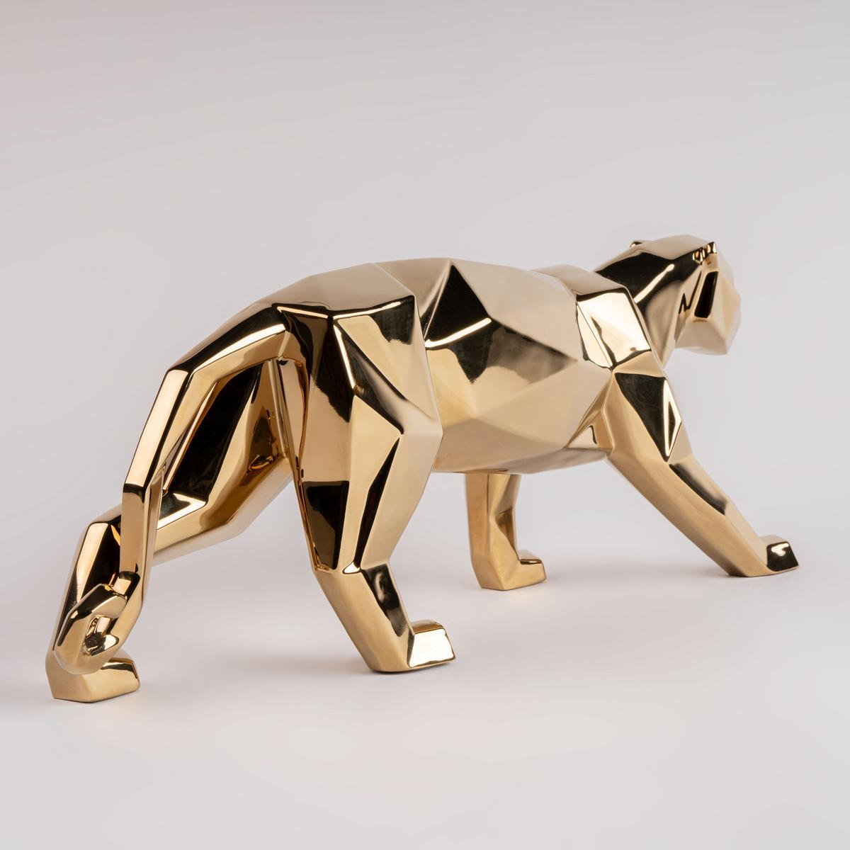 Lladró Panther sculpture, gold | Artedona.com