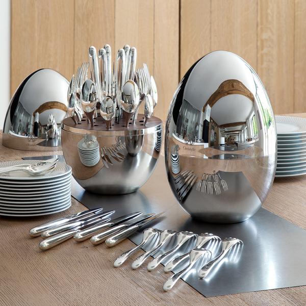 Christofle Besteck Mood versilbert, 24-tlg. im Design-Ei | artedona