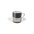 Raynaud Jean Cocteau double espresso cup (outside surface platinum-plated) and saucer, Orphée à la Lyre