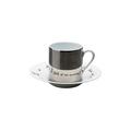 Raynaud Jean Cocteau double espresso cup (outside surface platinum-plated) and saucer, Le Gabier de Vigie