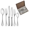 Christofle Malmaison versilbert, 36-tlg. mit Etui: je 6 x Tafellöffel, -gabel, -messer, Dessertgabel, -messer und Kaffeelöffel